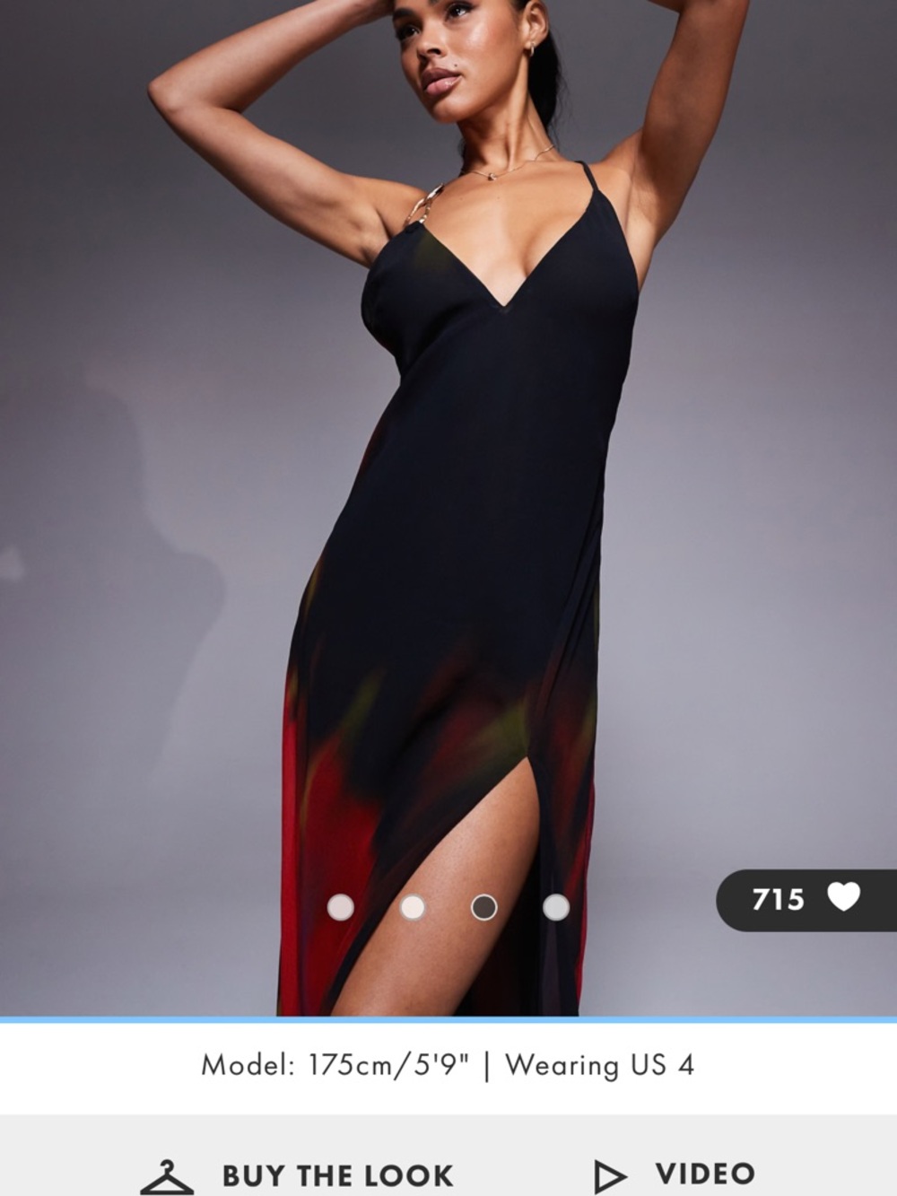 Oh Polly Black Chiffon Maxi Dress with Red Accents